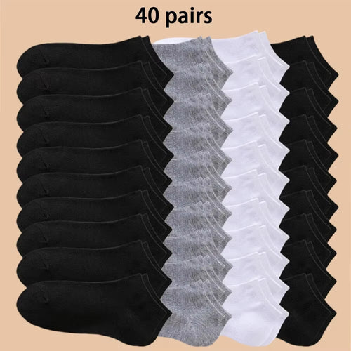 10/20/40 Pairs of Solid Color Socks, Soft and Lightweight Ankle Socks, Casual Boat Socks, Low Cut Ankle Socks